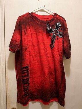 Affliction Red and Black Graphic Tee